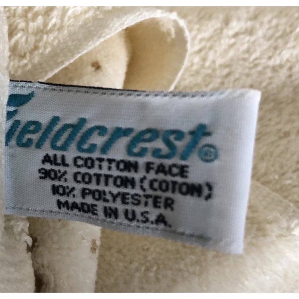 VTG Fieldcrest Floral 3 Piece Towel Set Ivory Peach Tulips Cotton Blend USA NOS